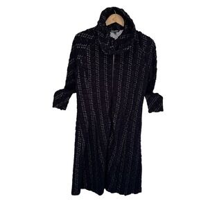 Samuel Dong Longline Jacket Black White Bubble Crinkle S Coat Zip Funnel Neck